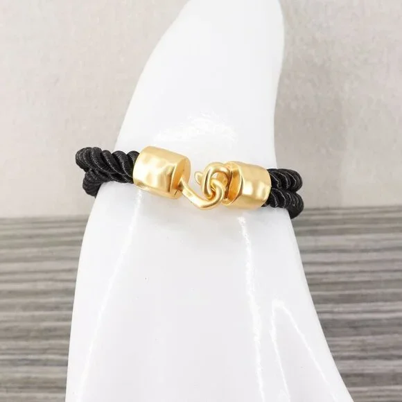 Tory Burch Shell Logo Rope Bracelet Black OS - Picture 7 of 12